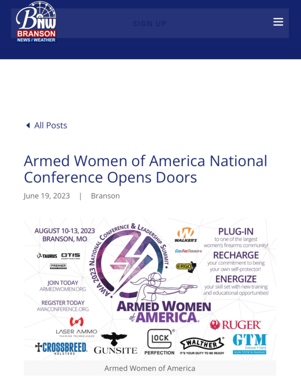Branson New Water BNW Armed Women of America National Conference Opens Doors