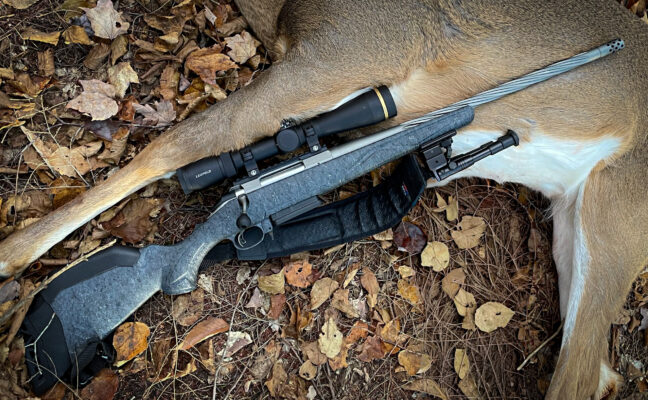 Rifle with deer